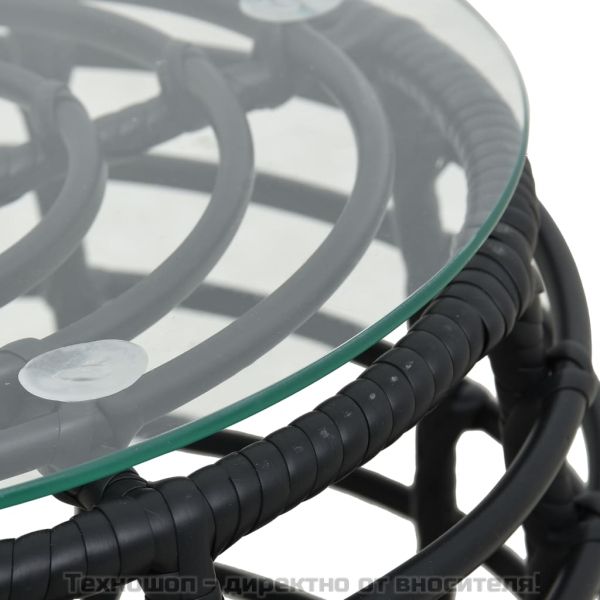 Бистро комплект, 3 части, полиратан, черен