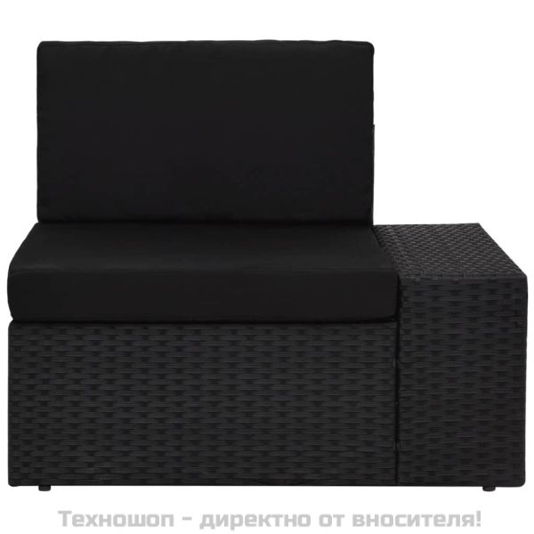 Модулен ъглов диван с ляв подлакътник, полиратан, черен