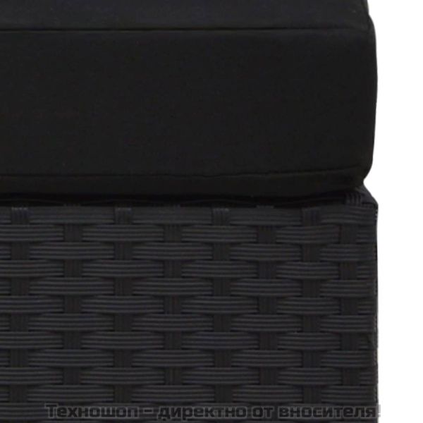 Модулен ъглов диван с ляв подлакътник, полиратан, черен