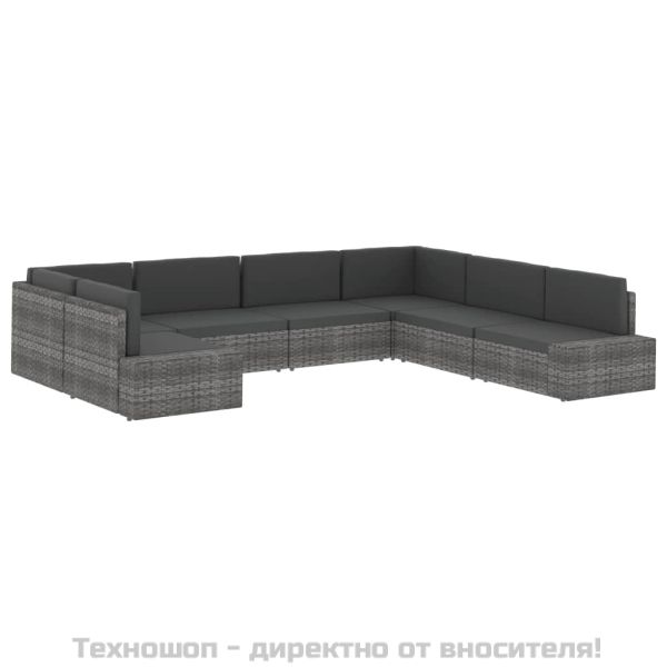 Модулен ъглов диван с ляв подлакътник, полиратан, черен