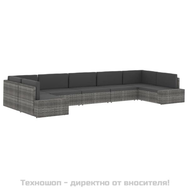 Модулен ъглов диван с ляв подлакътник, полиратан, черен