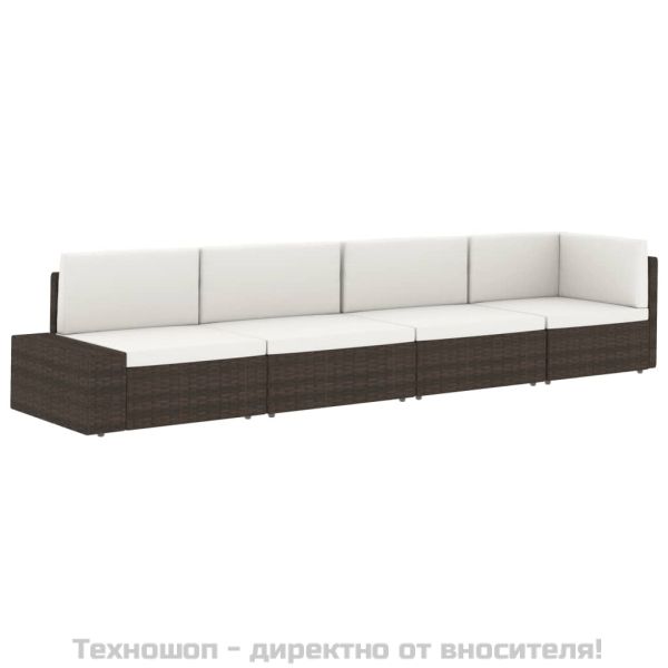 Двуместен модулен диван, полиратан, черен