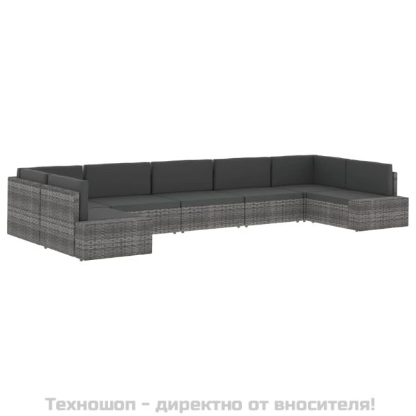 Двуместен модулен диван, полиратан, черен