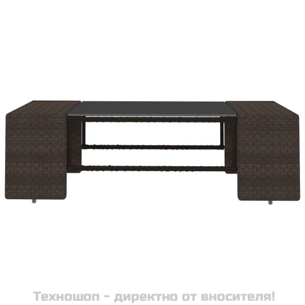 Градински комплект, 2 части, кафяв полиратан