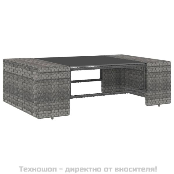 Градински комплект за отдих, 3 части, полиратан, сив