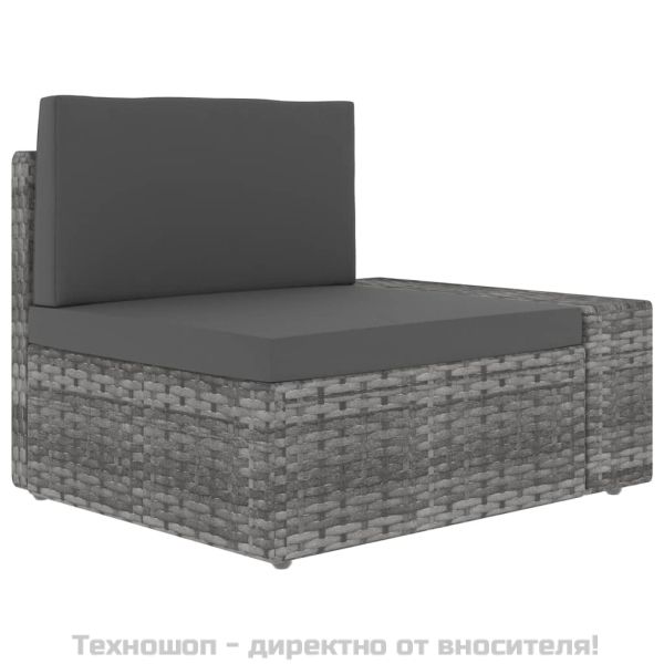 Градински комплект за отдих, 3 части, полиратан, сив