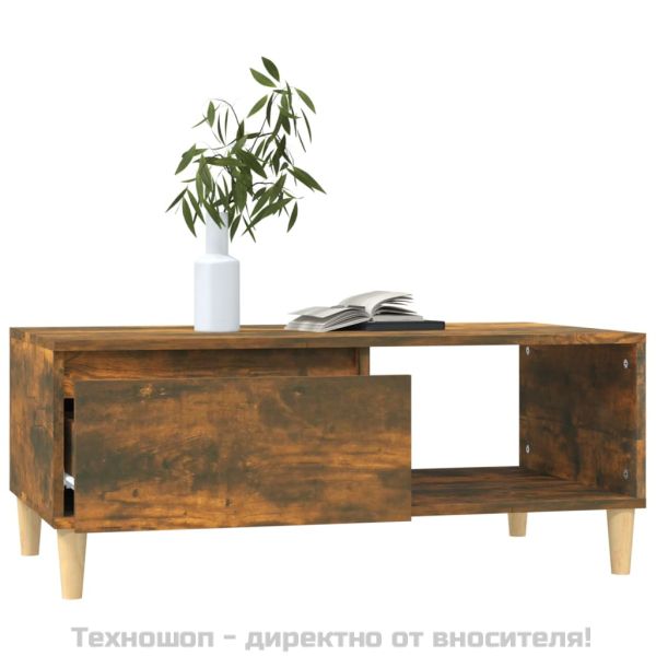 Кафе маса, опушен дъб, 90x50x36,5 см, инженерно дърво