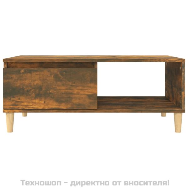 Кафе маса, опушен дъб, 90x50x36,5 см, инженерно дърво