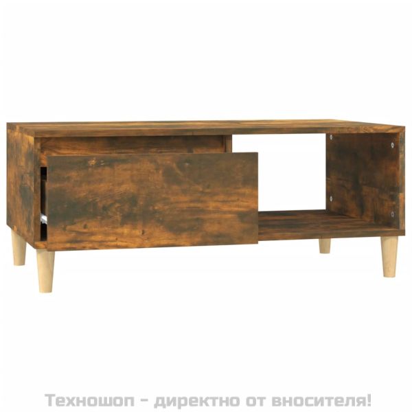 Кафе маса, опушен дъб, 90x50x36,5 см, инженерно дърво