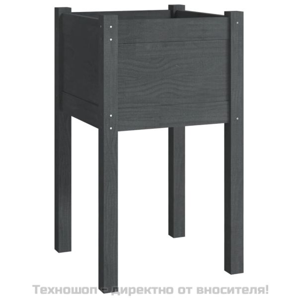 Градински сандъци, 2 бр, сиви, 40x40x70 см, бор масив