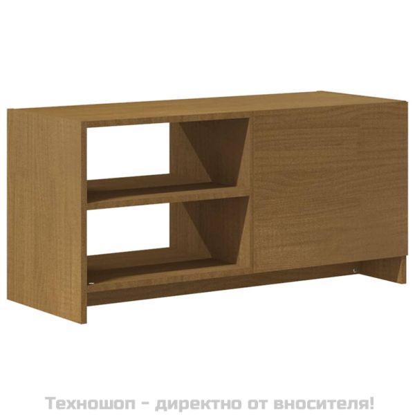 ТВ шкаф, меденокафяв, 80x31x39 см, борово дърво масив