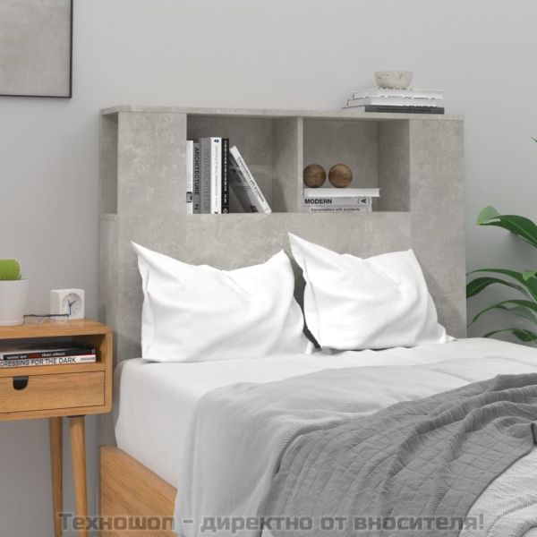 Табла за легло тип шкаф, бетонно сива, 100x18,5x104,5 см
