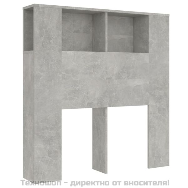 Табла за легло тип шкаф, бетонно сива, 100x18,5x102,5 см