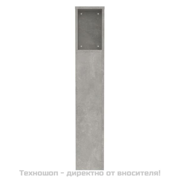 Табла за легло тип шкаф, бетонно сива, 100x18,5x102,5 см