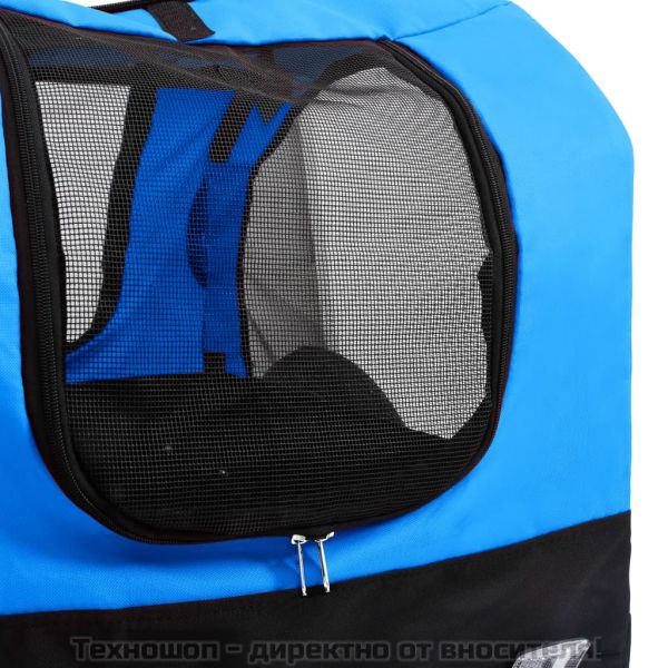 2-в-1 кучешко ремарке за велосипеди и джогинг, синьо и черно