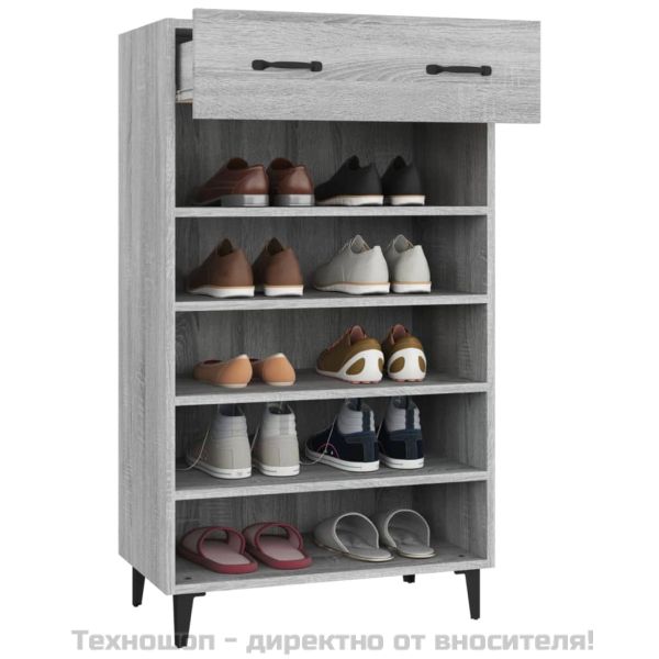 Шкаф за обувки, сив сонома, 60x35x105 см, инженерно дърво