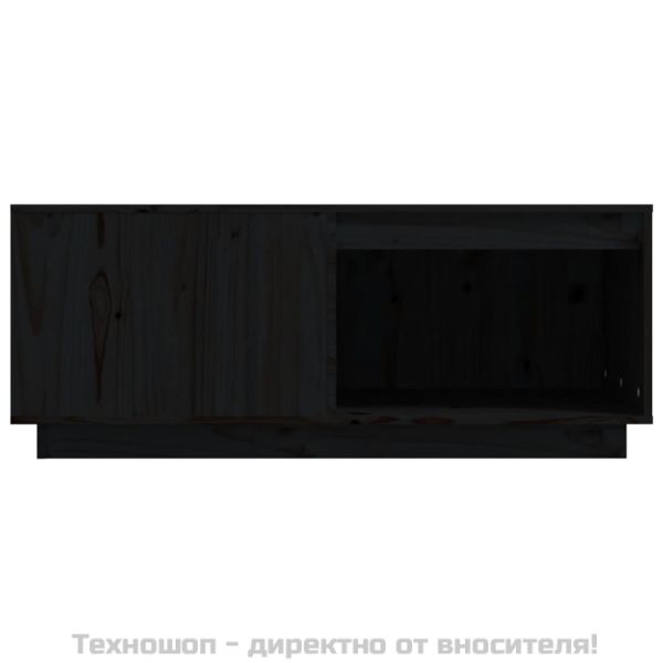 Кафе маса, черна, 100x101x40,5 см, борово дърво масив