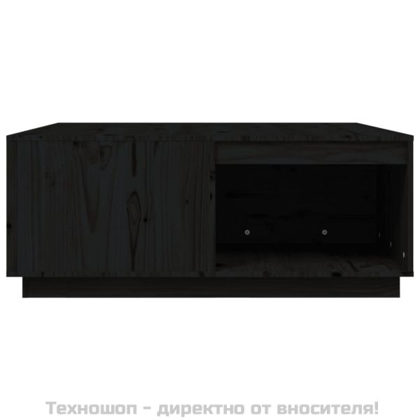 Кафе маса, черна, 100x101x40,5 см, борово дърво масив