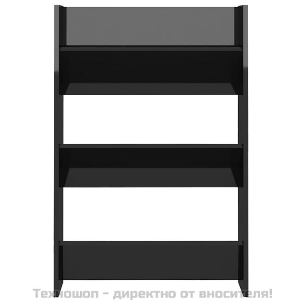 Шкафове за обувки 2 бр черен гланц 60x18x90 см инженерно дърво