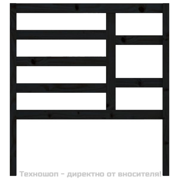 Горна табла за легло, черна, 96x4x104 см, бор масив