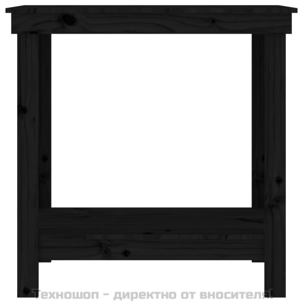 Работна маса черна 80x50x80 см борово дърво масив
