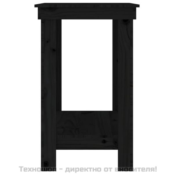 Работна маса черна 80x50x80 см борово дърво масив
