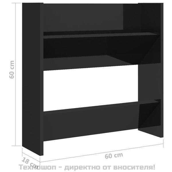 Шкафове за обувки 4 бр черен гланц 60x18x60 см инженерно дърво