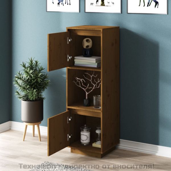 Висок шкаф, меденокафяв, 38x35x117 см, бор масив