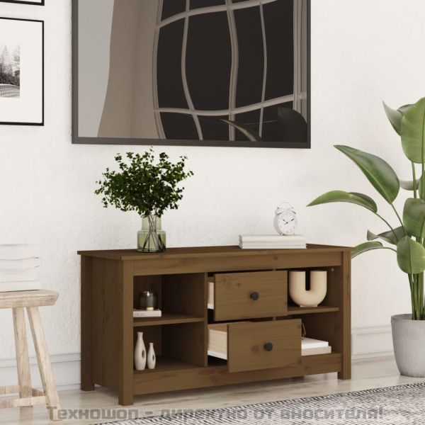 ТВ шкаф, меденокафяв, 103x36,5x52 см, бор масив