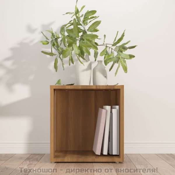 Странична маса, кафяв дъб, 33x33x34,5 см, инженерна дървесина