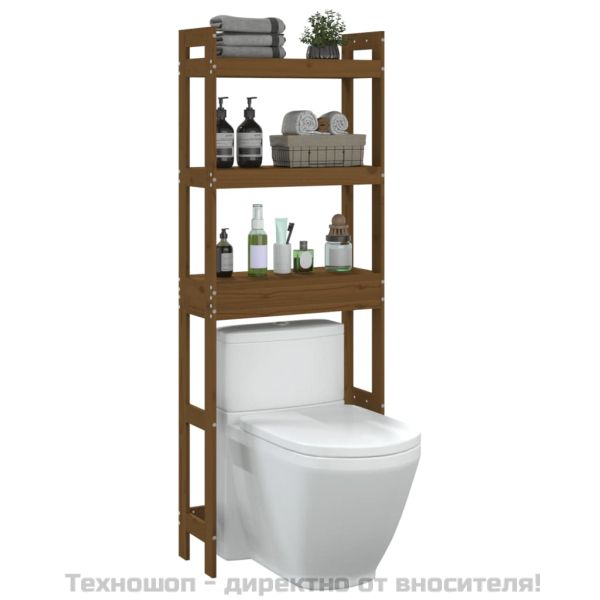 Стойка за хавлии меденокафява 63x26x171 см борово дърво масив