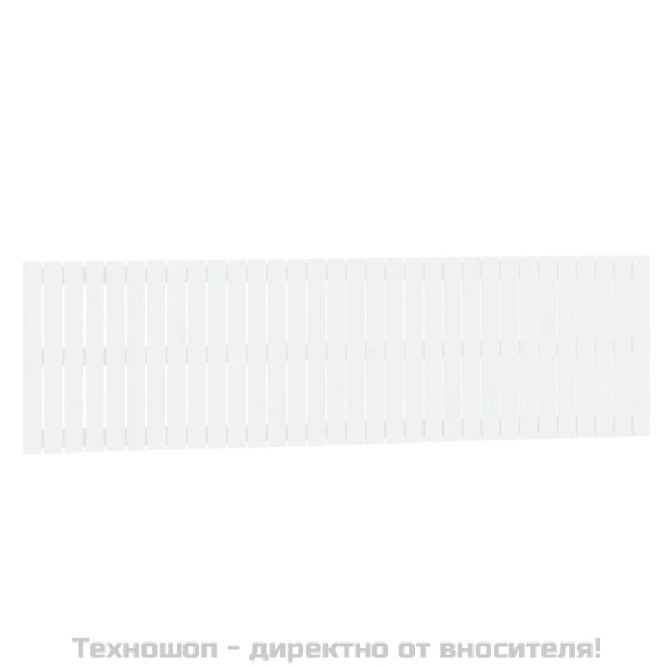 Стенна табла за спалня, бяла, 204x3x60 см, борово дърво масив