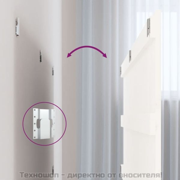 Стенна табла за спалня, бяла, 204x3x60 см, борово дърво масив