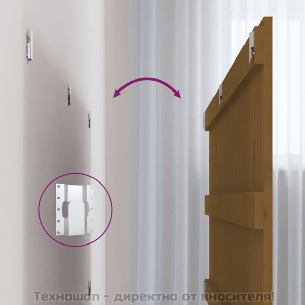 Стенна табла за спалня, меденокафява, 204x3x60 см, бор масив