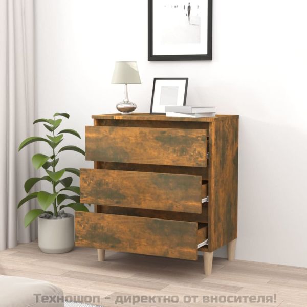 Сайдборд, опушен дъб, 60x35x69 см, инженерно дърво