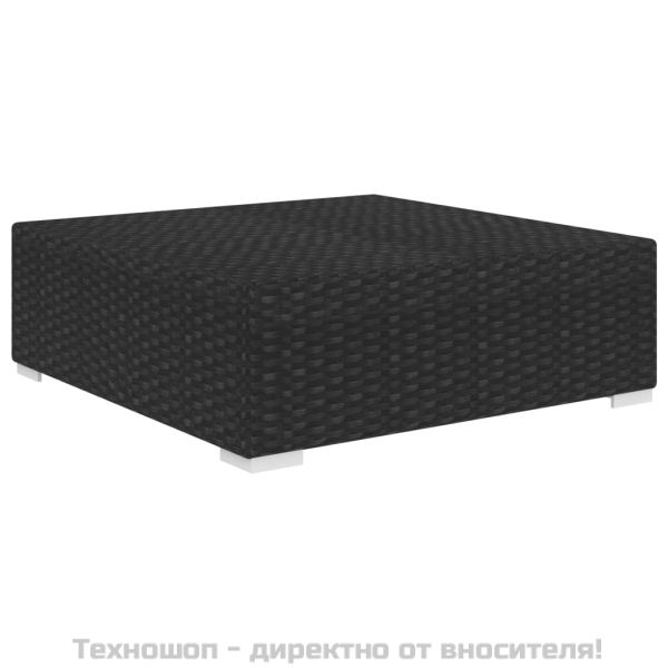 Модулна табуретка с възглавница, 1 бр, полиратан, черна