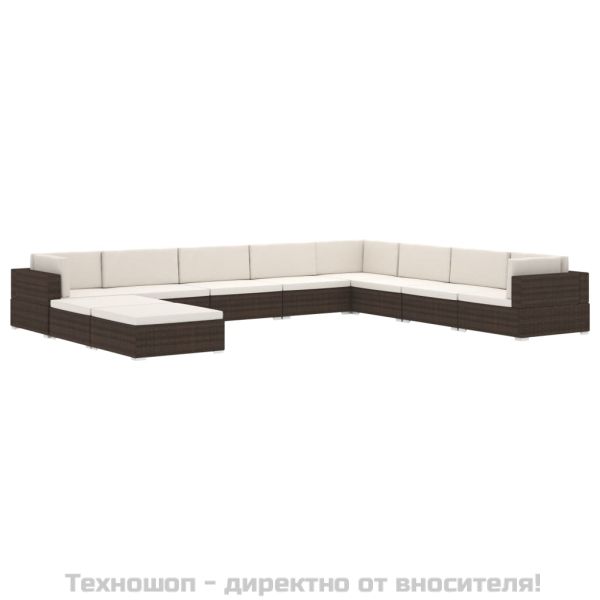 Модулна табуретка с възглавница, 1 бр, полиратан, черна