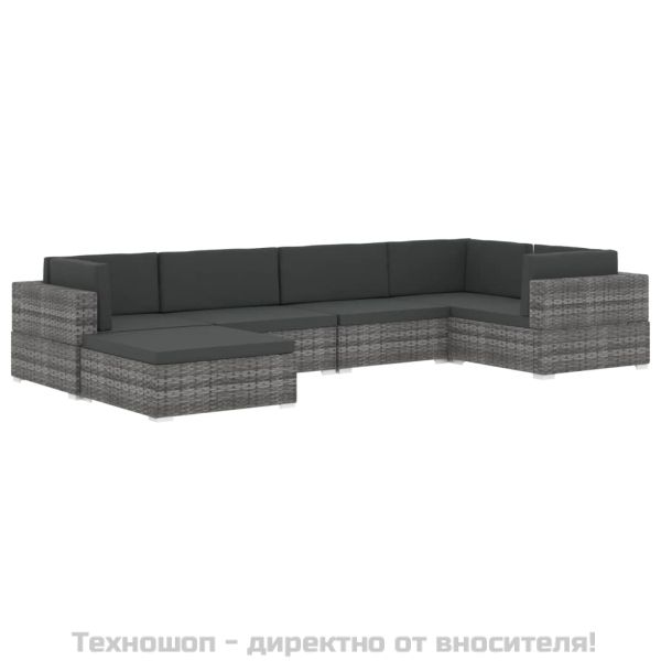 Модулна табуретка с възглавница, 1 бр, полиратан, черна