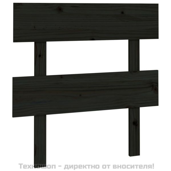 Горна табла за легло, черна, 103,5x3x81 см, бор масив