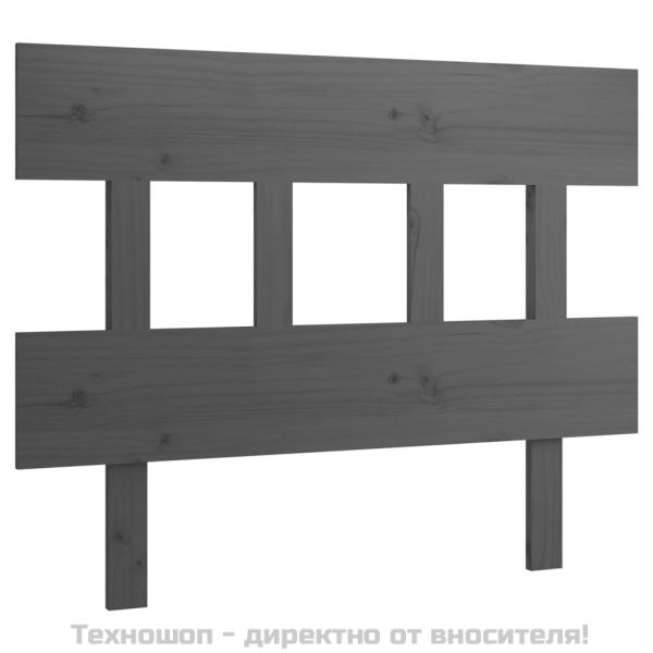 Горна табла за легло, сива, 103,5x3x81 см, бор масив