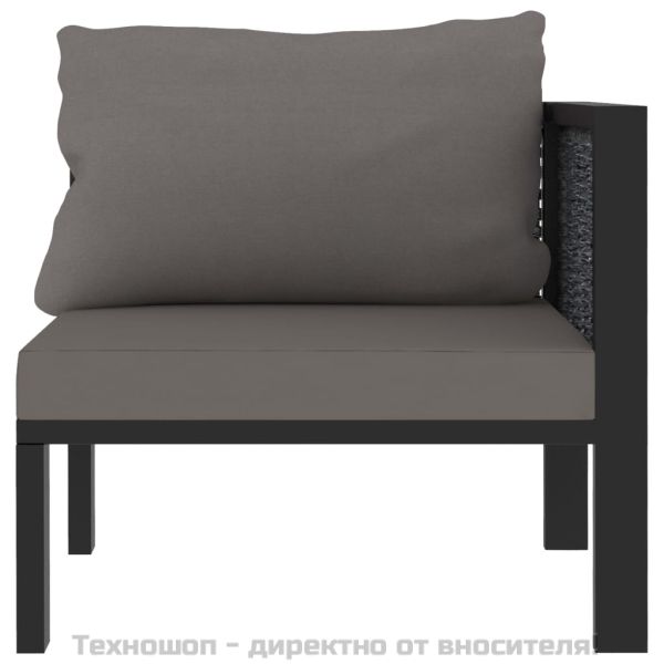 Модулен ъглов диван с ляв подлакътник, полиратан, антрацит