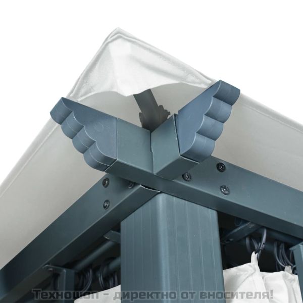 Шатра със завеси, 300x300 см, кремава, алуминий