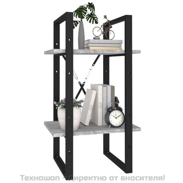 Библиотека на 2 нива, сив сонома, 40x30x70 см, инженерно дърво
