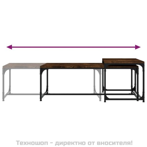 Кафе маси, 2 бр, опушен дъб, инженерно дърво