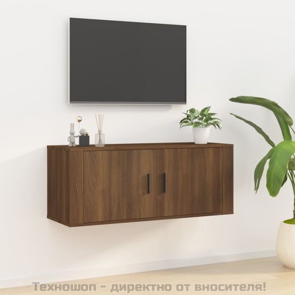 ТВ шкаф за стенен монтаж, кафяв дъб, 100x34,5x40 см