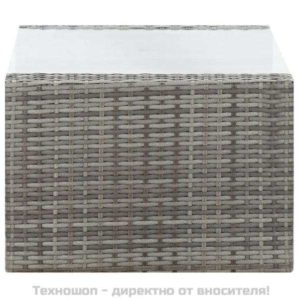 Градински комплект с възглавници, 4 части, полиратан, сив