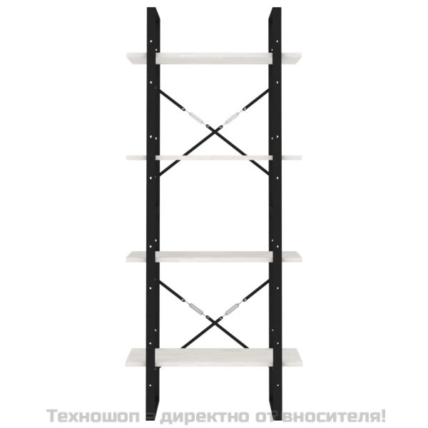 4-етажна библиотека, бяла, 60x30x140 см, борово дърво масив