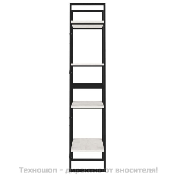 4-етажна библиотека, бяла, 60x30x140 см, борово дърво масив