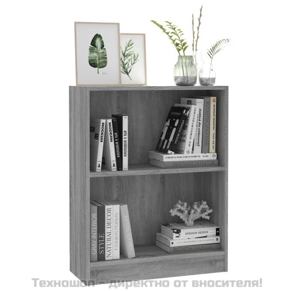Етажерка за книги, сив сонома, 60x24x76 см, инженерно дърво