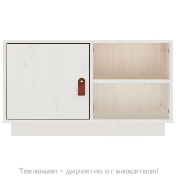 ТВ шкаф, бял, 70x34x40 см, бор масив